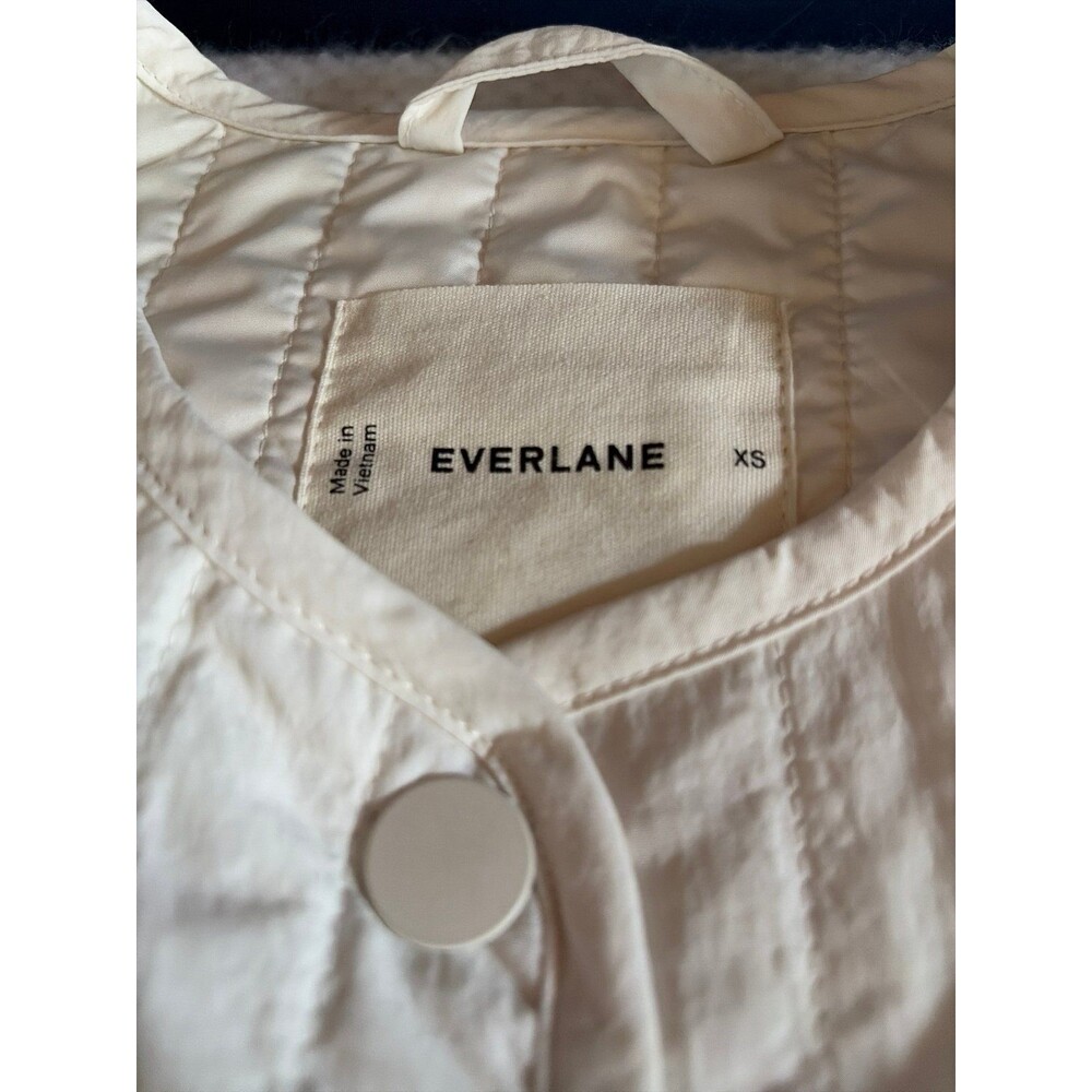 Everlane Ivory Cream Quilted Jacket XS Minimalist Button Front Coat - Picture 4 of 9